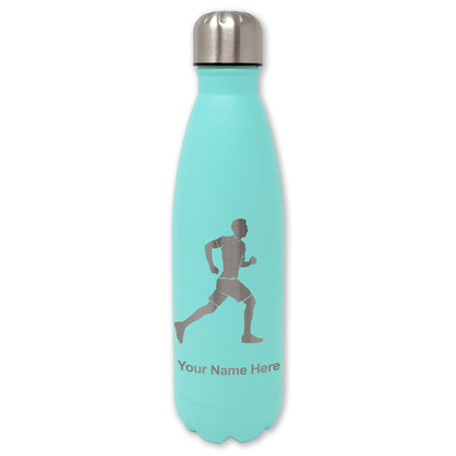 LaserGram Double Wall Water Bottle, Running Man, Personalized Engraving Included
