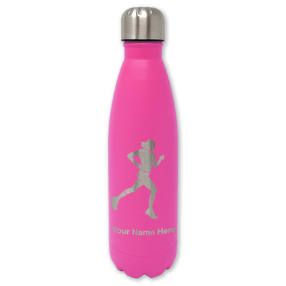 LaserGram Double Wall Water Bottle, Running Woman, Personalized Engraving Included