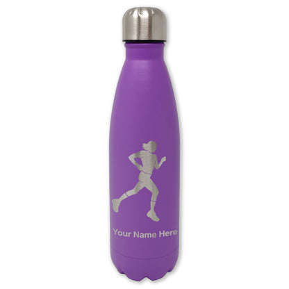 LaserGram Double Wall Water Bottle, Running Woman, Personalized Engraving Included