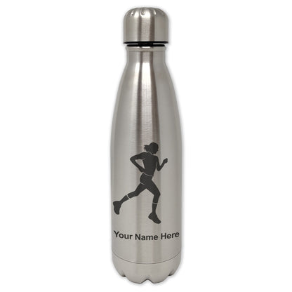 LaserGram Double Wall Water Bottle, Running Woman, Personalized Engraving Included