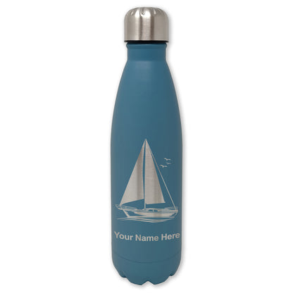LaserGram Double Wall Water Bottle, Sailboat, Personalized Engraving Included