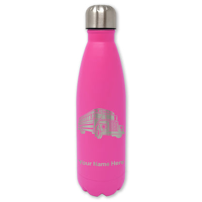 LaserGram Double Wall Water Bottle, School Bus, Personalized Engraving Included
