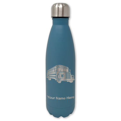 LaserGram Double Wall Water Bottle, School Bus, Personalized Engraving Included