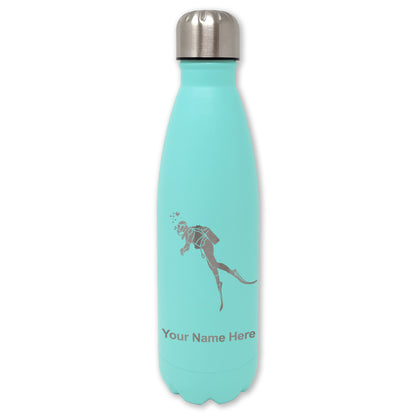 LaserGram Double Wall Water Bottle, Scuba Diver, Personalized Engraving Included