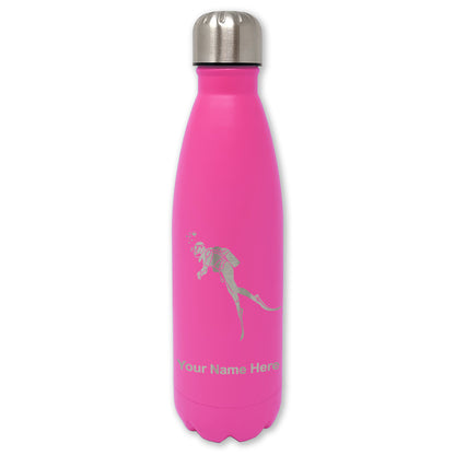 LaserGram Double Wall Water Bottle, Scuba Diver, Personalized Engraving Included