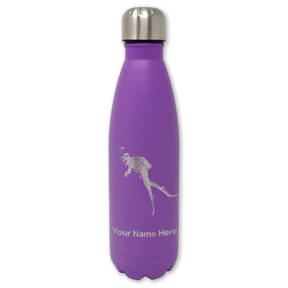 LaserGram Double Wall Water Bottle, Scuba Diver, Personalized Engraving Included