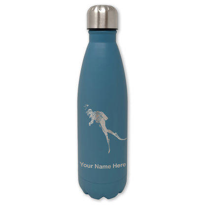 LaserGram Double Wall Water Bottle, Scuba Diver, Personalized Engraving Included