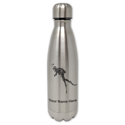 LaserGram Double Wall Water Bottle, Scuba Diver, Personalized Engraving Included