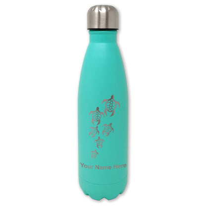 LaserGram Double Wall Water Bottle, Sea Turtle Family, Personalized Engraving Included