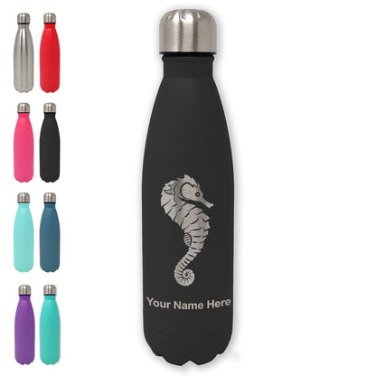 LaserGram Double Wall Water Bottle, Seahorse, Personalized Engraving Included