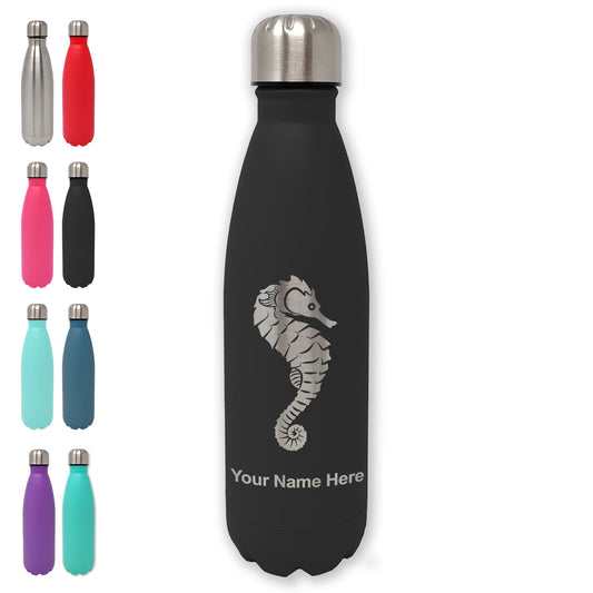 LaserGram Double Wall Water Bottle, Seahorse, Personalized Engraving Included