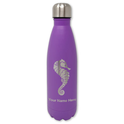 LaserGram Double Wall Water Bottle, Seahorse, Personalized Engraving Included