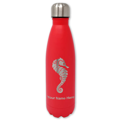 LaserGram Double Wall Water Bottle, Seahorse, Personalized Engraving Included
