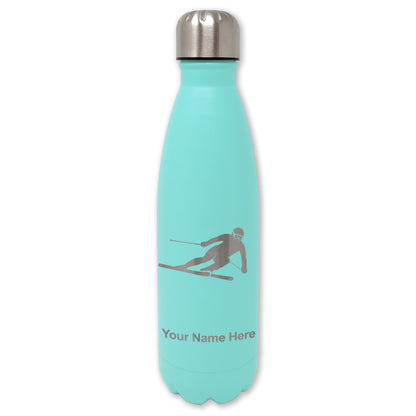 LaserGram Double Wall Water Bottle, Skier Downhill, Personalized Engraving Included