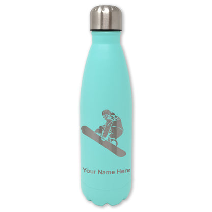 LaserGram Double Wall Water Bottle, Snowboarder Man, Personalized Engraving Included