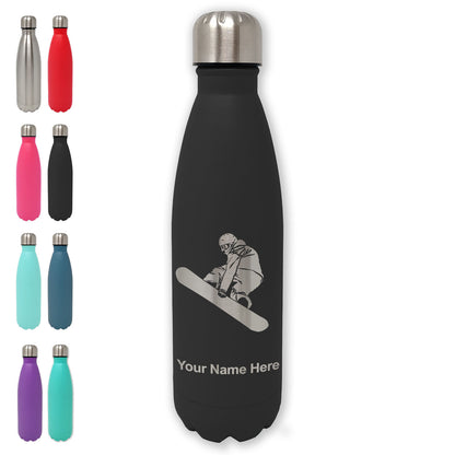 LaserGram Double Wall Water Bottle, Snowboarder Man, Personalized Engraving Included