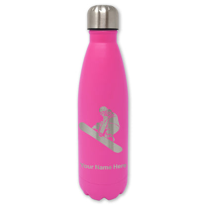 LaserGram Double Wall Water Bottle, Snowboarder Man, Personalized Engraving Included