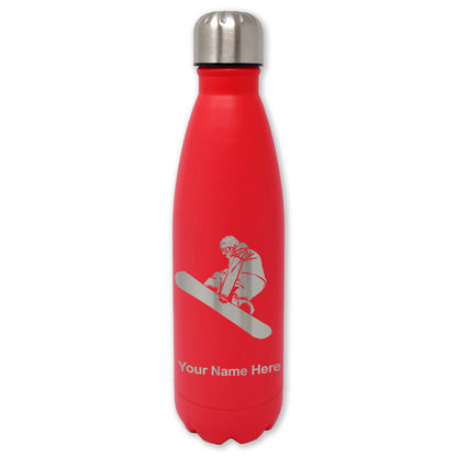LaserGram Double Wall Water Bottle, Snowboarder Man, Personalized Engraving Included