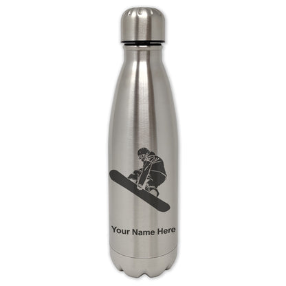 LaserGram Double Wall Water Bottle, Snowboarder Man, Personalized Engraving Included