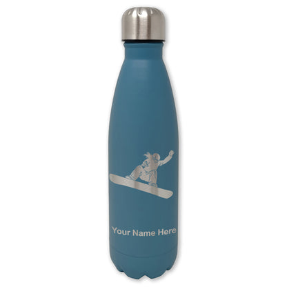 LaserGram Double Wall Water Bottle, Snowboarder Woman, Personalized Engraving Included