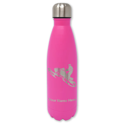 LaserGram Double Wall Water Bottle, Snowmobile, Personalized Engraving Included