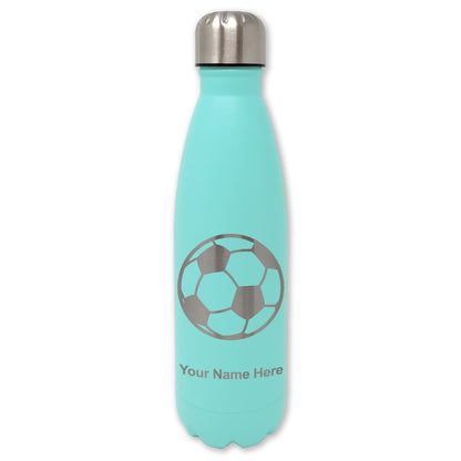 LaserGram Double Wall Water Bottle, Soccer Ball, Personalized Engraving Included