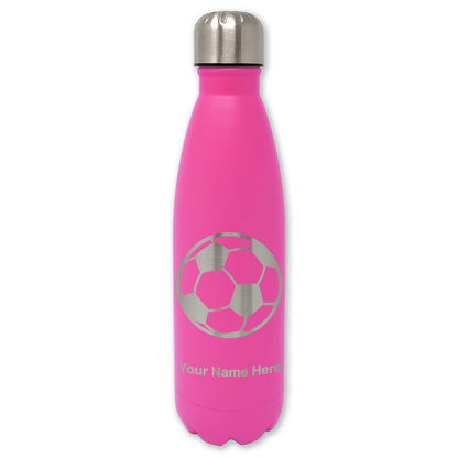 LaserGram Double Wall Water Bottle, Soccer Ball, Personalized Engraving Included