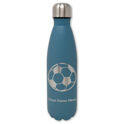 LaserGram Double Wall Water Bottle, Soccer Ball, Personalized Engraving Included