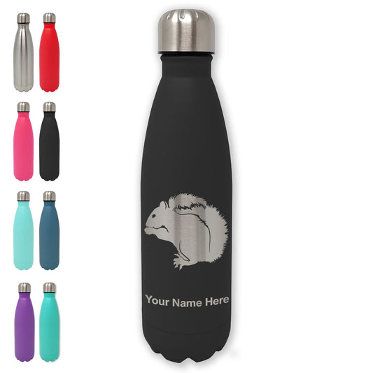 LaserGram Double Wall Water Bottle, Squirrel, Personalized Engraving Included