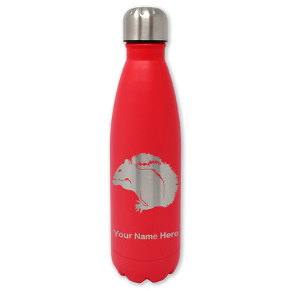 LaserGram Double Wall Water Bottle, Squirrel, Personalized Engraving Included