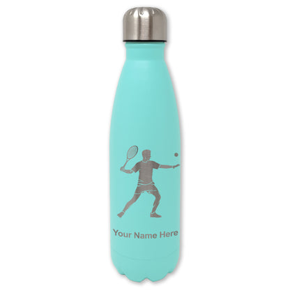 LaserGram Double Wall Water Bottle, Tennis Player Man, Personalized Engraving Included