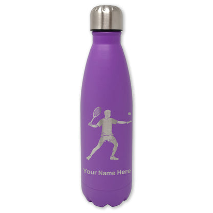 LaserGram Double Wall Water Bottle, Tennis Player Man, Personalized Engraving Included