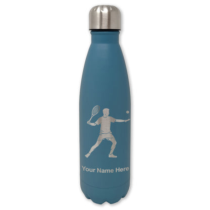 LaserGram Double Wall Water Bottle, Tennis Player Man, Personalized Engraving Included