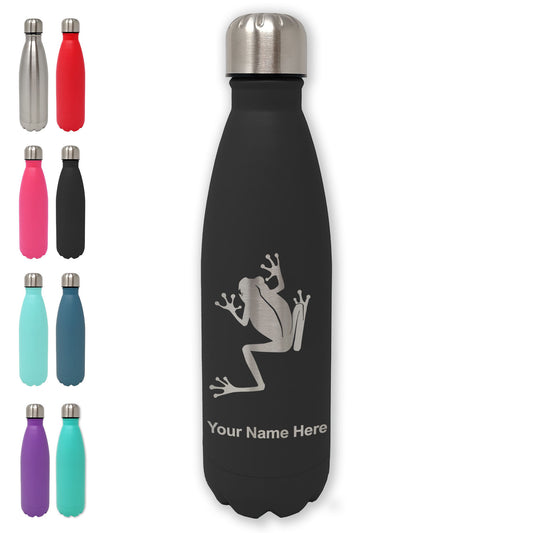 LaserGram Double Wall Water Bottle, Tree Frog, Personalized Engraving Included