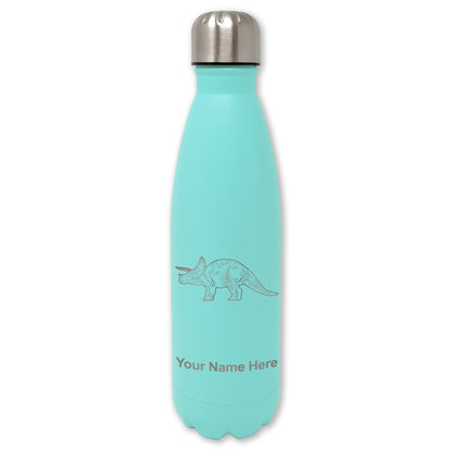 LaserGram Double Wall Water Bottle, Triceratops Dinosaur, Personalized Engraving Included