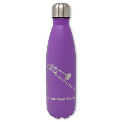 LaserGram Double Wall Water Bottle, Trombone, Personalized Engraving Included