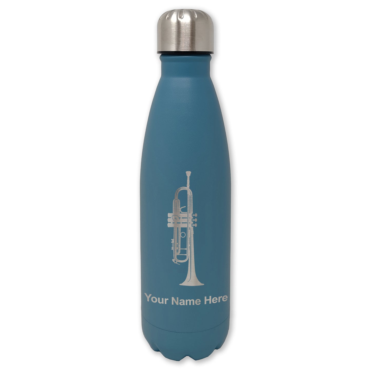LaserGram Double Wall Water Bottle, Trumpet, Personalized Engraving Included