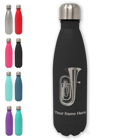 LaserGram Double Wall Water Bottle, Tuba, Personalized Engraving Included