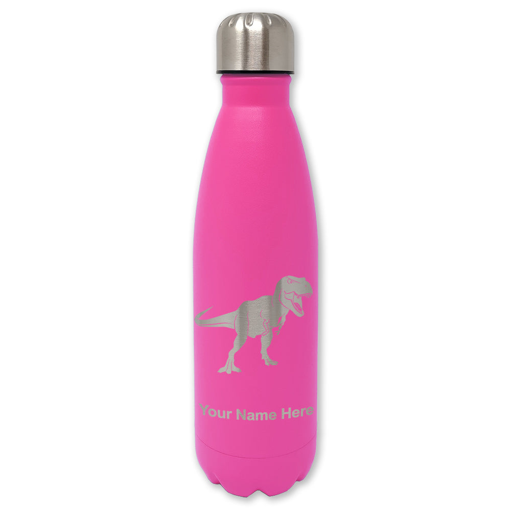 LaserGram Double Wall Water Bottle, Tyrannosaurus Rex Dinosaur, Personalized Engraving Included