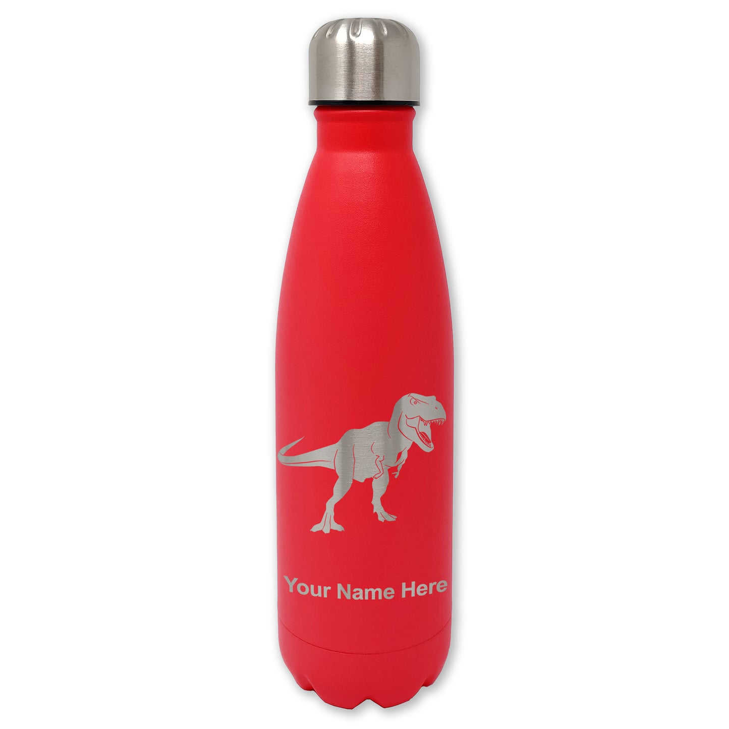 LaserGram Double Wall Water Bottle, Tyrannosaurus Rex Dinosaur, Personalized Engraving Included