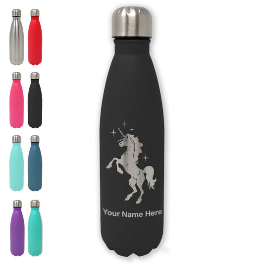 LaserGram Double Wall Water Bottle, Unicorn, Personalized Engraving Included
