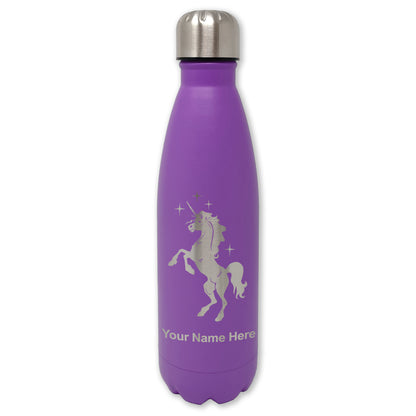 LaserGram Double Wall Water Bottle, Unicorn, Personalized Engraving Included