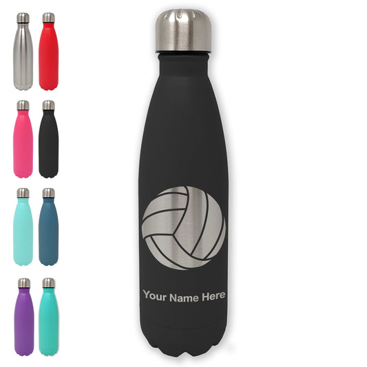 LaserGram Double Wall Water Bottle, Volleyball Ball, Personalized Engraving Included