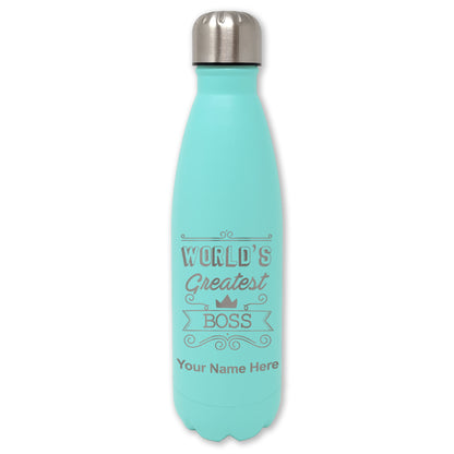 LaserGram Double Wall Water Bottle, World's Greatest Boss, Personalized Engraving Included