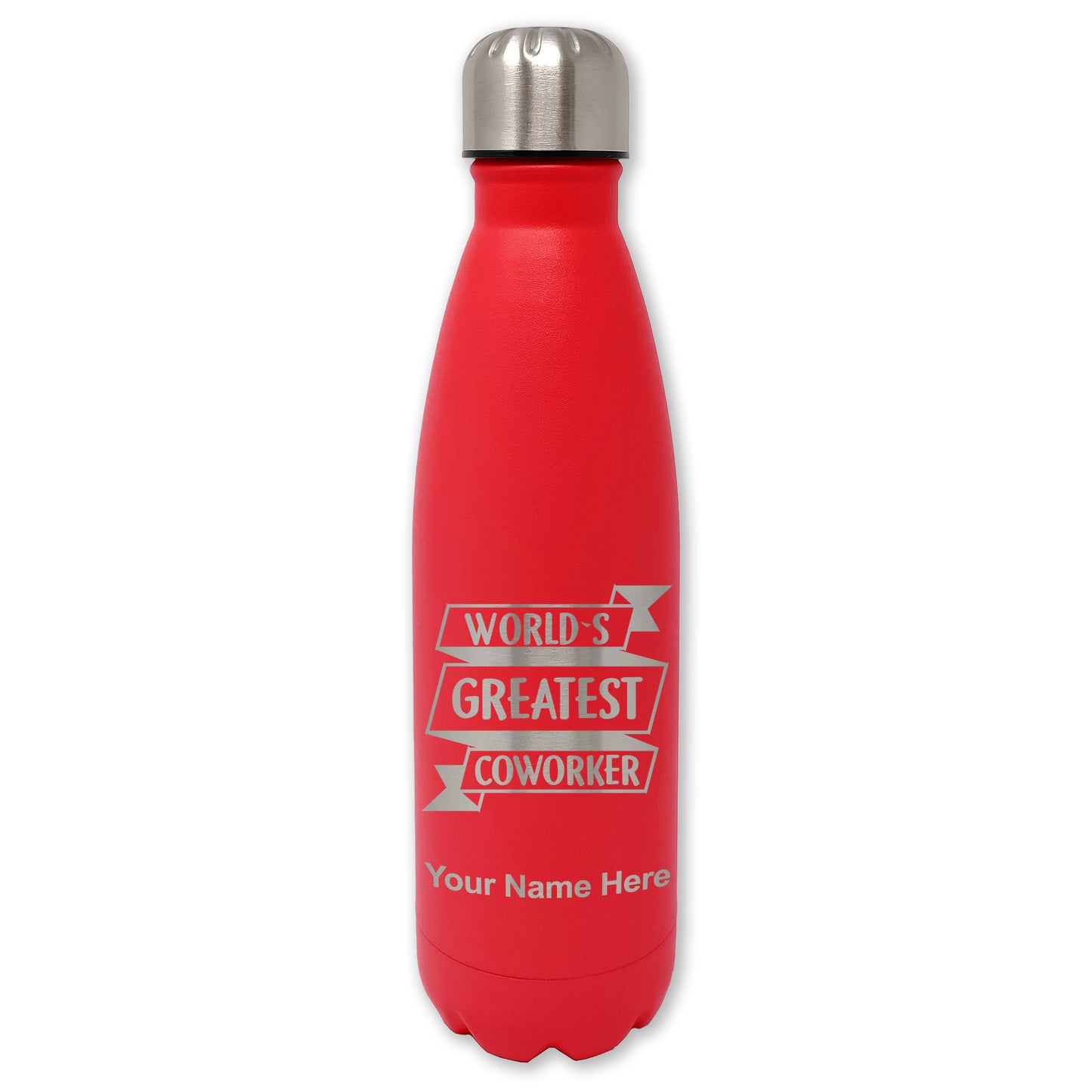 LaserGram Double Wall Water Bottle, World's Greatest Coworker, Personalized Engraving Included