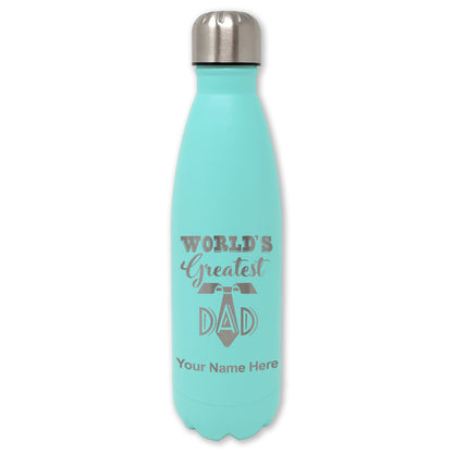 LaserGram Double Wall Water Bottle, World's Greatest Dad, Personalized Engraving Included