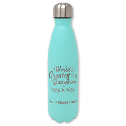LaserGram Double Wall Water Bottle, World's Greatest Daughter, Personalized Engraving Included