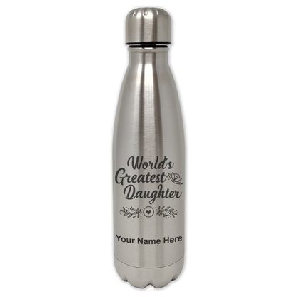LaserGram Double Wall Water Bottle, World's Greatest Daughter, Personalized Engraving Included