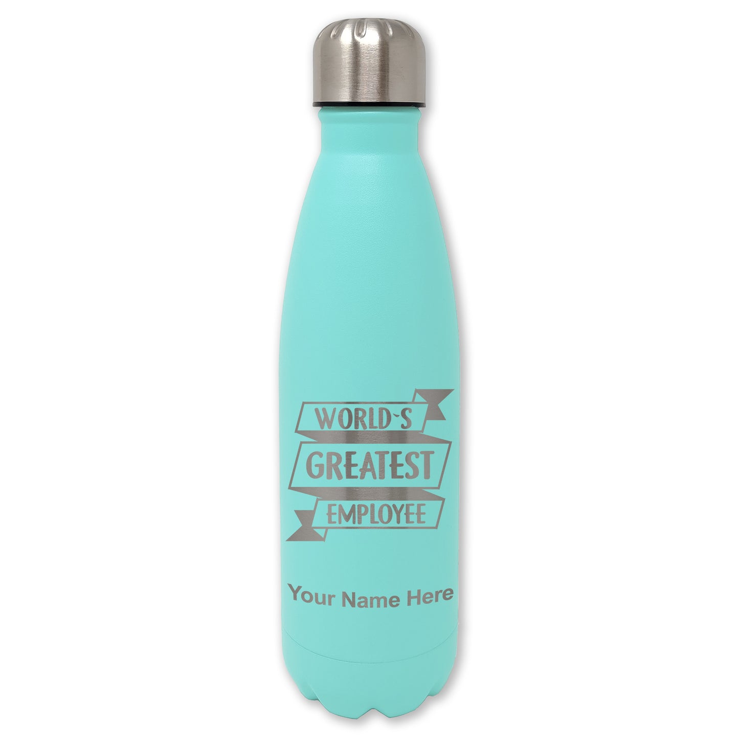 LaserGram Double Wall Water Bottle, World's Greatest Employee, Personalized Engraving Included