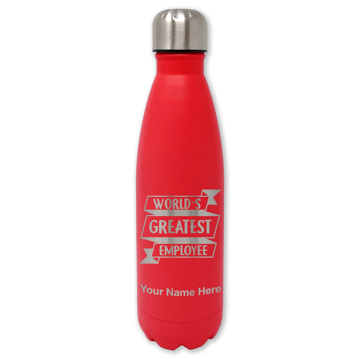 LaserGram Double Wall Water Bottle, World's Greatest Employee, Personalized Engraving Included